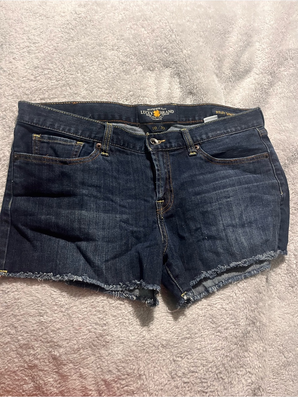 Lucky Brand Dark Blue Denim Frayed Hem Shorts